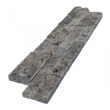 6 x 24 Split-faced Silver Travertine Ledger Panel.