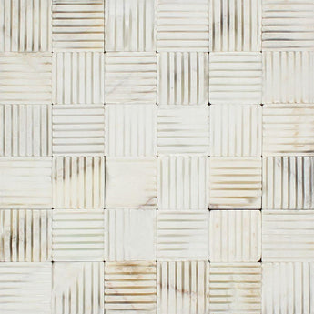 2x2 Split-faced Calacatta Gold Marble Split Mosaic Tile.