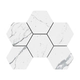 4x4 Statuario Hexagon Marble Mosaic Polished.