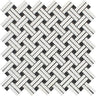 Thassos White Honed Marble Stanza Mosaic Tile w/ Black Dots.