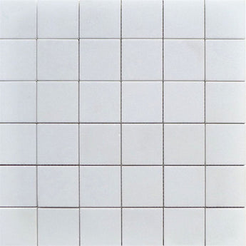 Thassos White Marble 2x2 Honed Mosaic Tile.