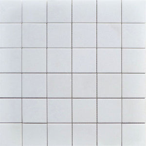 Thassos White Marble 2x2 Honed Mosaic Tile.