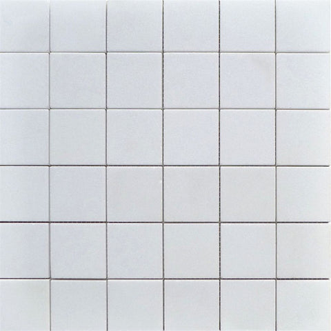 Thassos White Marble 2x2 Honed Mosaic Tile.