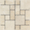 Ivory Tumbled Travertine Mini Pattern Mosaic Tile (Non-Interlocking).