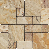 Valencia Tumbled Travertine Mini Pattern Mosaic Tile (Non-Interlocking).