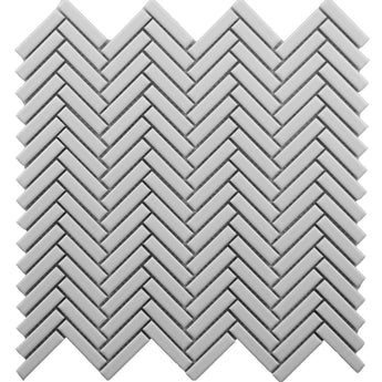 CC Mosaics +WHITE 12X12 HERRINGBONE MOSAIC.